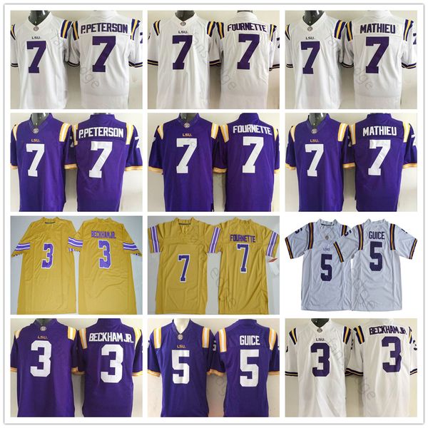 

ncaa lsu tigers college football #5 derrius guice jersey men 3 odell beckham jr. 7 leonard fournette patrick peterson tyrann mathieu jerseys, Black