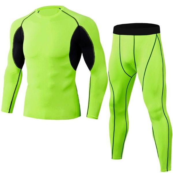 

2020 new men long sleeve compression sports running set men's quick dry sport bodybuilding gym fitness running tights sportswear, Black;blue