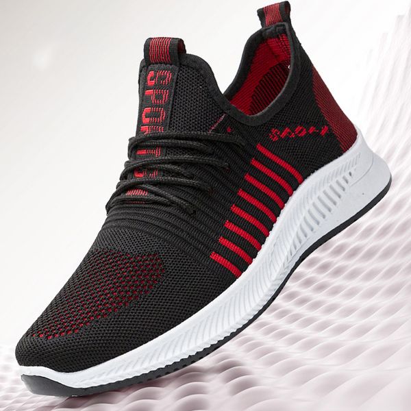 

new breathable running shoes for men and women with knitting models wild influx of sports and leisure shoes a generation of fat, Black