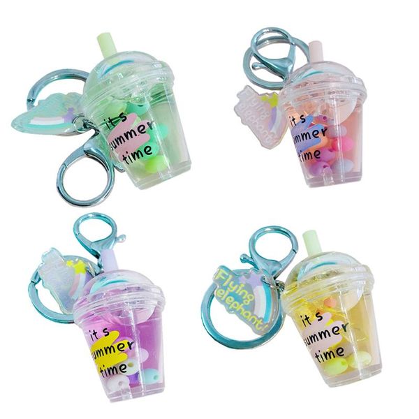 

cute coffee cup dollhouse miniature keyring drink bottle quicksand keychain yellow,purple,green,blue,pink, Silver