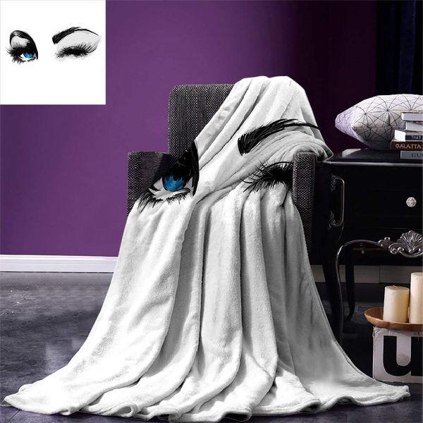 

eye throw blanket flirty attractive woman with blue eyes and thick lashes beauty glamor youth warm soft blanket