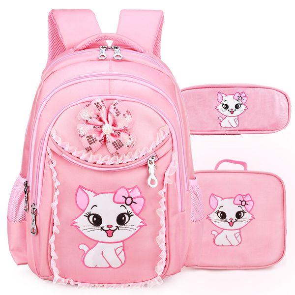 

portfolio school bags for girls sweet cute cartoon princess cat children backpack kids lace bookbag primary school backpack kids