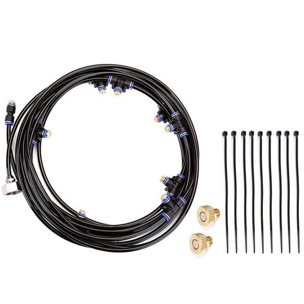 

8m garden misting system water tap adapter water cooling outdoor misting spray with brass nozzle splitter cable tie watering kit