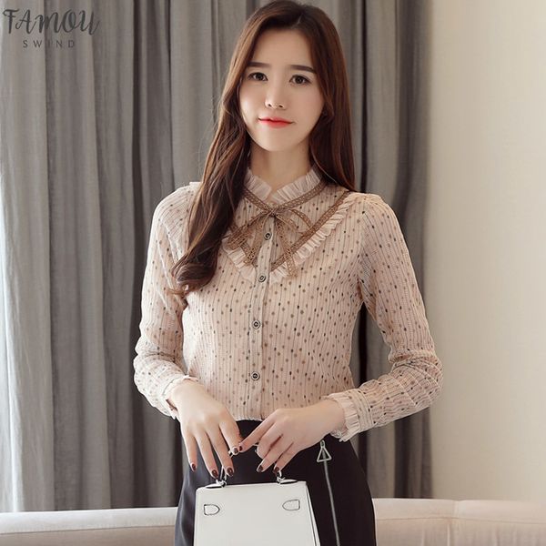 

blusas mujer de moda 2020 shirts bow collar wave point plus size blouse lace fashion women blouses blusas 1784 50, White