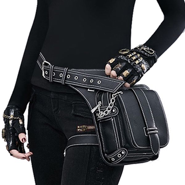 

gothic women waist bag motorcycle drop leg bag hip bum belt fanny pack men holster steampunk rock messenger crossbody bags