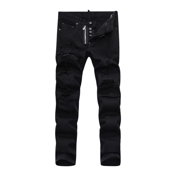 

2020 мужские проблемные стрейч джинсы модный дизайнер slim fit промытые мотоциклетные джинсовые брюки обшитые панелями хип хоп мужские рваны, Blue