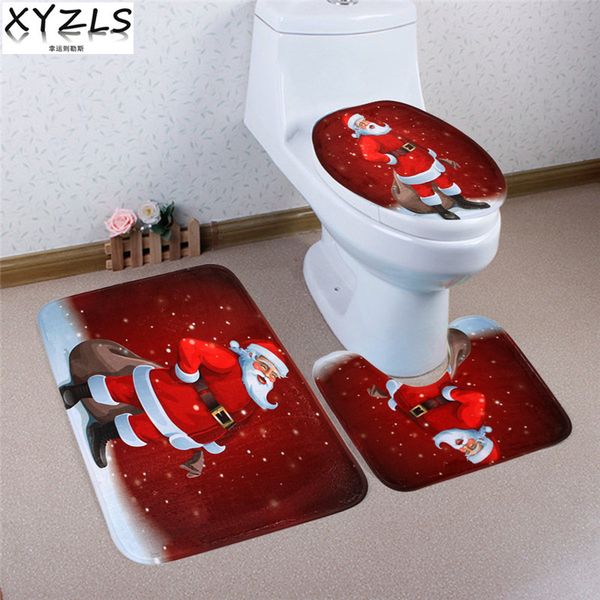 

xyzls 3 pcs brand merry santa claus anti slip toilet carpet bathroom mat toilet mats for three sets of bath mat home decor