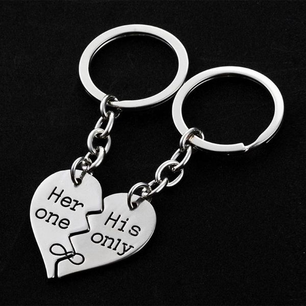 

romantic couple keychain keyfob valentine's day lover gift heart key set friends keychain keyring gift for women girls #ba, Silver