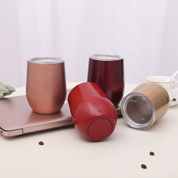 

12oz vacuum cup 304 stainless steel mugs vehicle-mounted water bottle wine tumbler 4 colors can pick