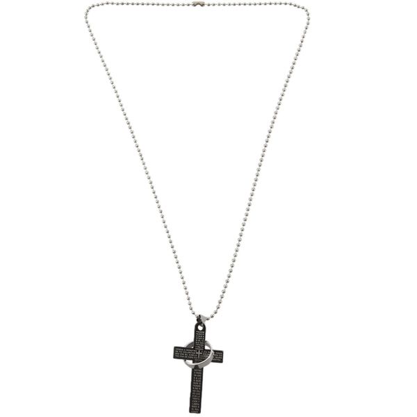 

men's stainless steel cross &ring chain pendant necklace fashion good gift