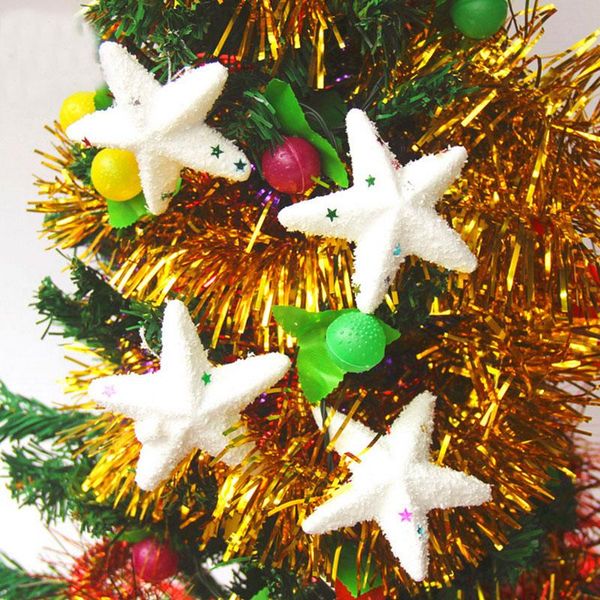 

6 pcs/bag merry christmas 6cm white foam stars pendant tree christmas decoration christmas home party supplies an2914