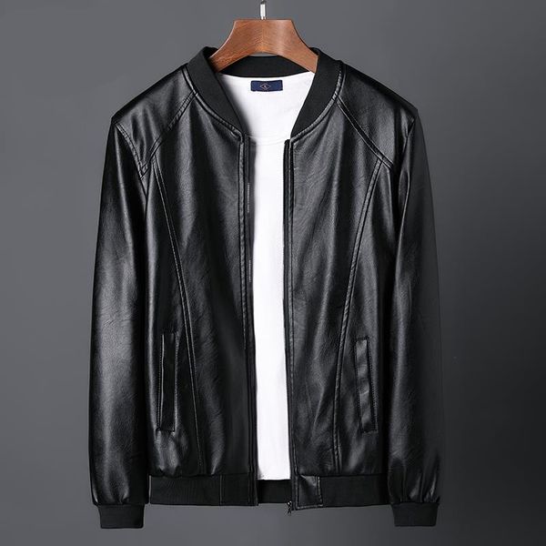 

black classic pu bomber jacket men 2020 spring autumn streetwear clothes men coat veste homme mens baseball leather jacket, Black;brown