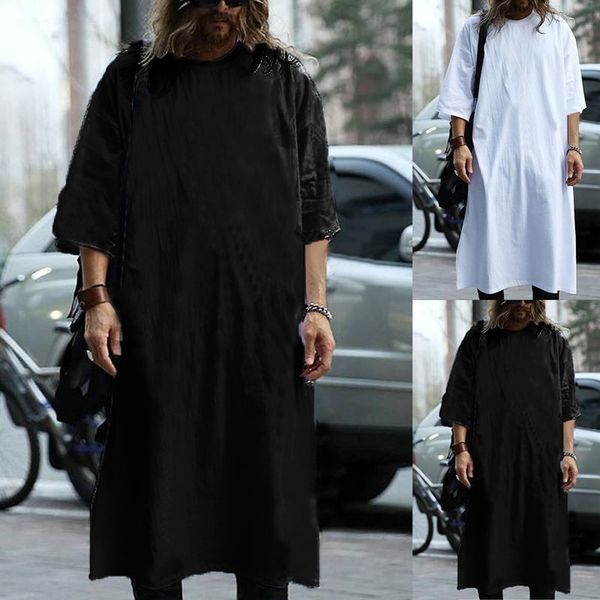 

Incerun Курта мужские платья Футболки с коротким рукавом Сыпучие Кафтан Long Tee Джубба