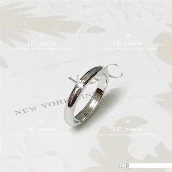 

popular fashion brand single diamond couple ring for lady design women party wedding lovers gift luxury jewelry for bride with box, Golden;silver