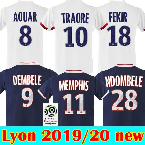 

Maillot de foot olympique lyonnai occer jer ey 2019 2020 aouar lyon football hirt traore memphi fekir 19 20 lyon occer hirt maillot