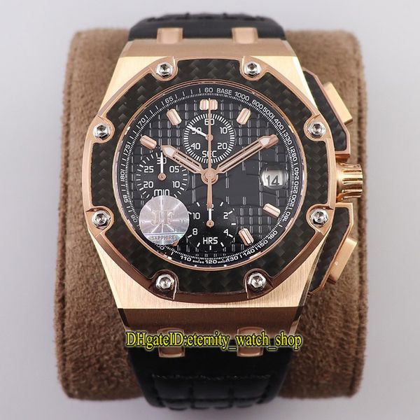 

jf v2 version 26030ro carbon fiber bezel cal.2840 chronograph automatic 28800 vph 26030 mens watch 18k rose gold case sapphire sport watches, Slivery;brown