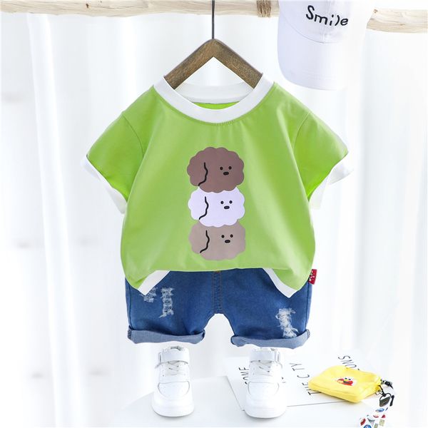 

hylkidhuose 2020 летние детские мальчики девочки одежда устанавливает мультфильм короткий рукав t рубашки джинсы шорты младенческой детский, White