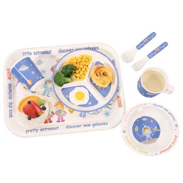 

baby plates 5 piece kids bamboo dinnerware cute cartoon pattern non slip dinner plates dishes bowls water cup q