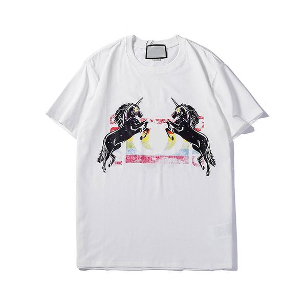 

2019 summer new brand design letter printed colored unicorn runway women t-shirts for women short sleeve tees, White