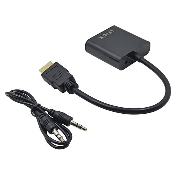 

1080p hdmi male to vga female 3.5mm audio cable converter adapter black