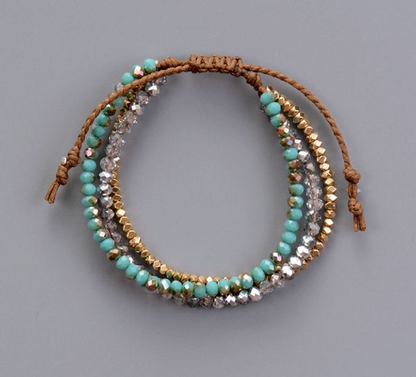 

fashion bling crystals gold color beads cord braided bracelet boho stackable friendship bracelets birthday gifts, Golden;silver