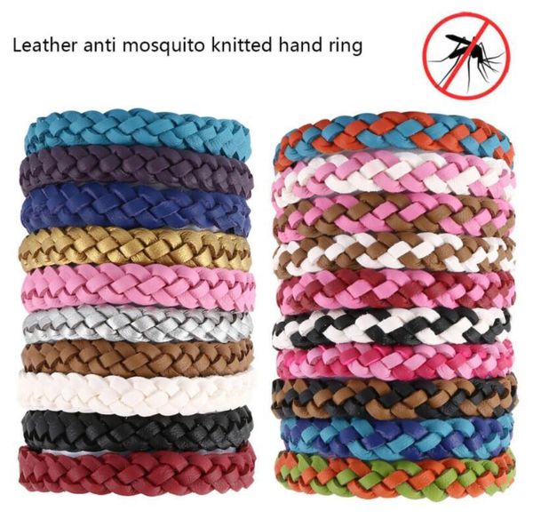 

mosquito repellent leather bracelet anti-mosquito woven bracelet insect repellent band for bug insect protection bracelet, Red;brown
