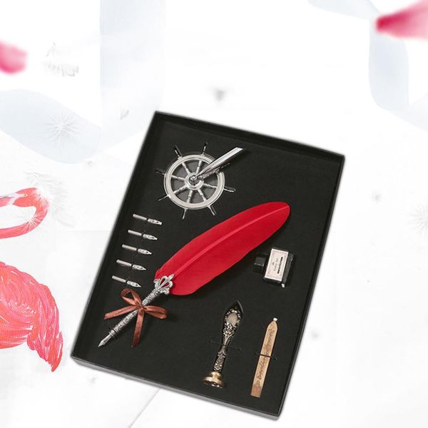 

feather quill pen set dip pen writing calligraphy kit gift box packing quill present for christmas birthday r25