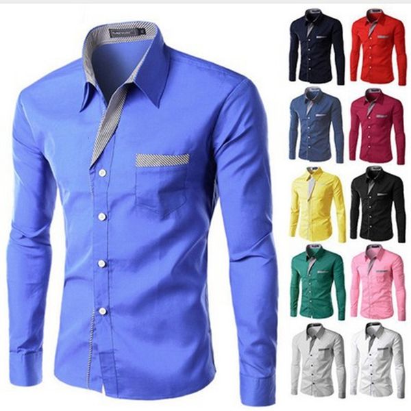

laamei new fashion brand camisa masculina long sleeve shirt men korean slim design formal casual male dress shirt plus size, White;black