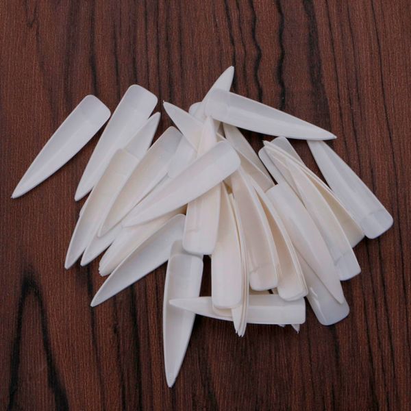 

500 pcs sharp long false nail art tips acrylic salon natural clear white durable high quality, Red;gold