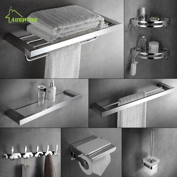 

wall mounted towel rack 304 stainless steel bathroom accessories set bathroom hardware toilet shelf set towel holder