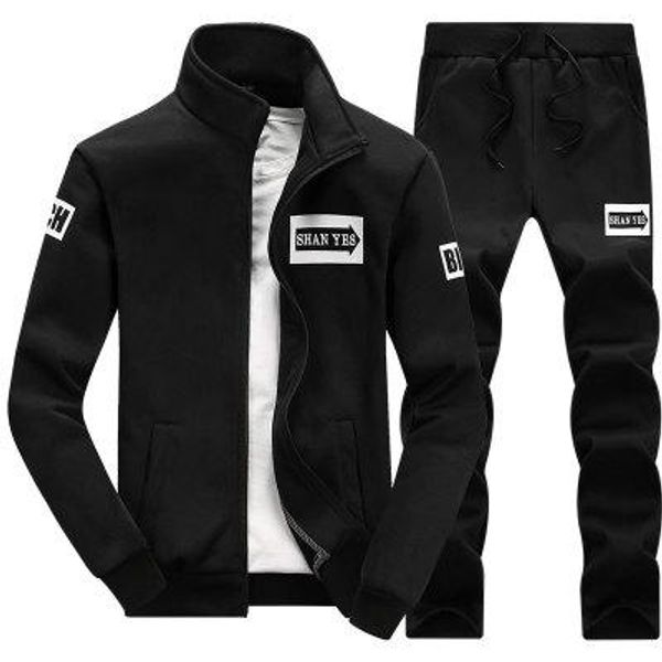 

mens set 2pc zipper autumn sportswear casual tracksuit male 2018 sweatshirt jacket +pans suit hoodies moleton masculino men ing, Gray