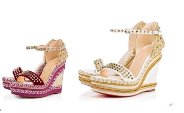 

luxury spikes glamorous fashion designe brand red bottom sandals suzanna famous toe women's party evening party dress with rivets, Black