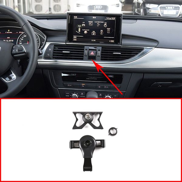 

black aluminum alloy car air vent mobile phone holder for a6l a7 2012-2018 car accessories