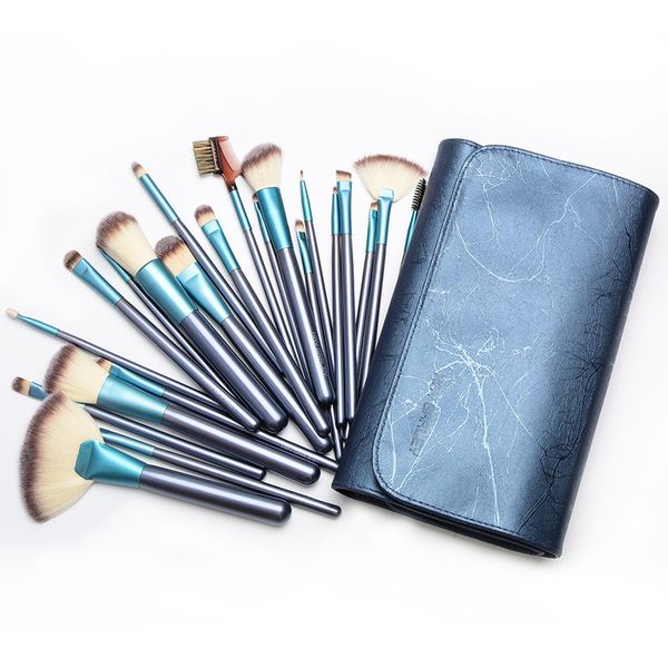 

22pcs профессиональные кисти для макияжа набор пудра для бровей кисть eyeshadow кисти полный комплект косметические кисти с кожаной сумкой