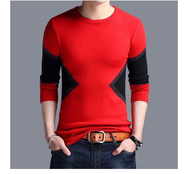 

2019 осень зима новая мода марка одежды мужские свитера дышащий slim fit мужчины пуловер контрастного цвета трикотажные мужчины свитер, White;black