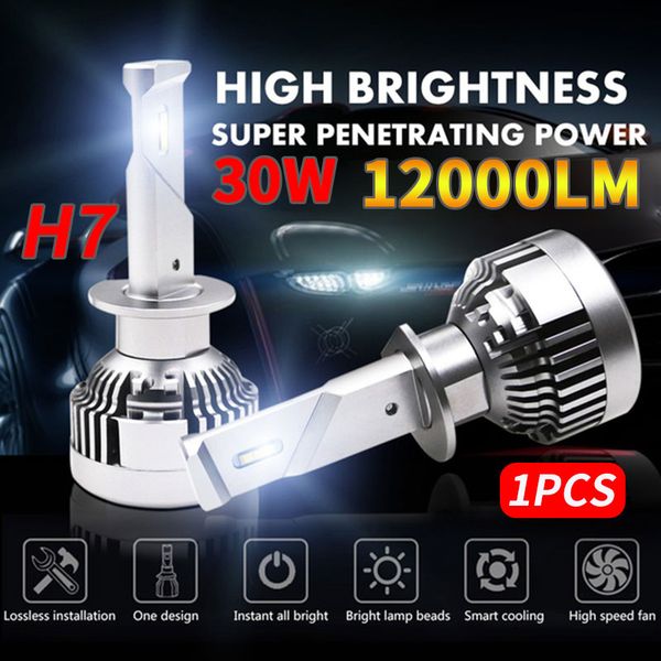 

h7/h1/h4/h3/h11/9005/5202 led fog light car headlight bulb replacement front lamp universal car styling 12000lm 6000k 30w