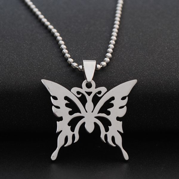 

lovely beautiful minimalist hollow butterfly shape pendant necklace 316l stainless steel pendants jewelry women/men necklace, Silver
