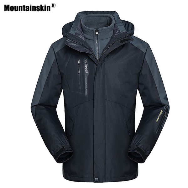 

mountainskin men women winter 2 pieces softshell fleece hiking jackets outdoor sports camping trekking thermal skiing coat va644, Blue;black
