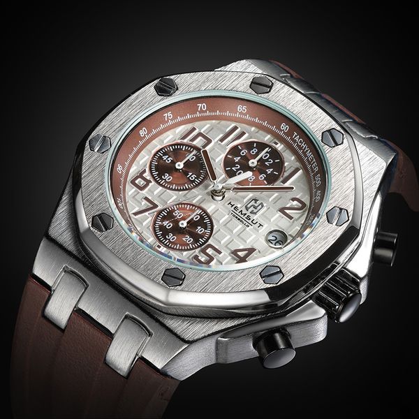 

brand new gold men watch men luxury quartz watch 3atm water resistant quartz wrist original men 's watches for big wrists ly191226, Slivery;brown