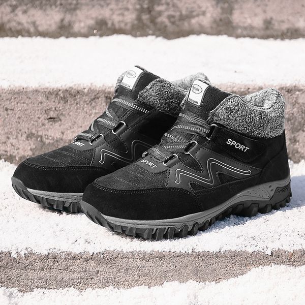 

times new roman men boots 2019 men winter shoes fur winter snow boots plush antiskid bottom keep warm waterproof, Black