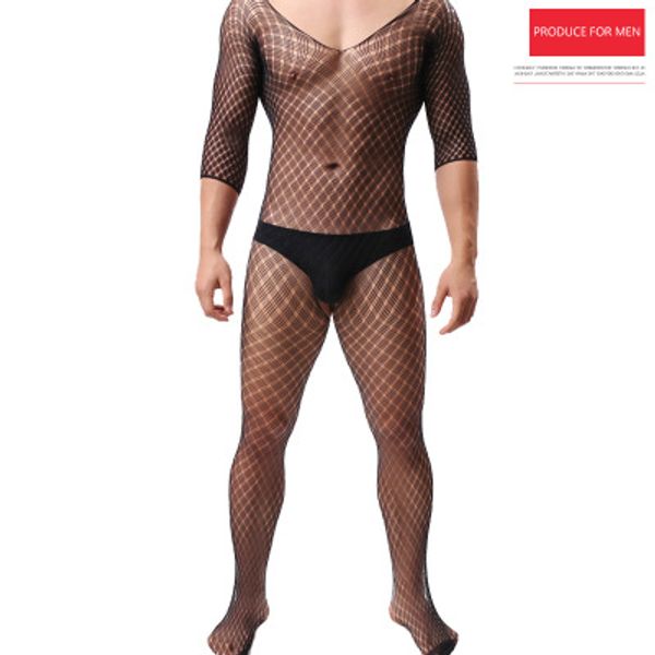 

men's g-strings socks cross-linked transparent super-thin high elastic body suit men tights male full pantyhose underwear men190201, Black;brown