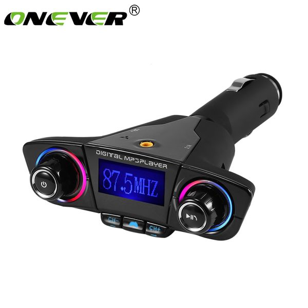 

onever 1.3 inch led screen fm transmitter bluetooth handscar kit car mp3 audio with smart charger 5v 3a dual usb charger