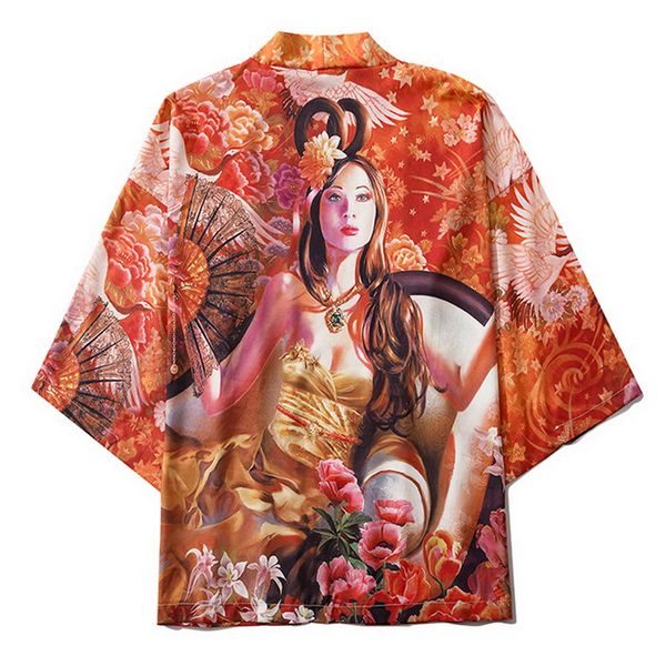 

kinomo cardigan men women couple japanese style kimono shirt summer print loose robe casual kimonos coat couple yukata 2020, White;black