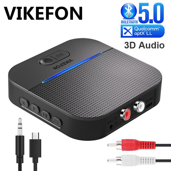 

50h & hands50m bluetooth 5.0 car receiver 3d surround aptx ll 3.5mm jack aux rca wireless adapter car kit audio transmitter