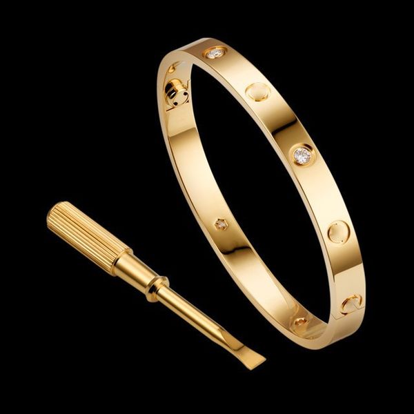 

2019 classics fashion designer jewelry rose gold 316l stainless steel screw bangle bracelet with screwdriver and original box men and women, White