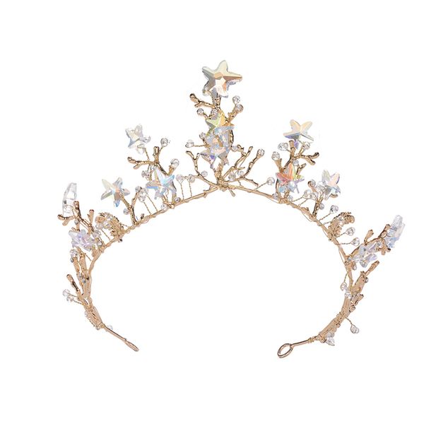 

eseres gold sparkly crystal tiara vintage princess diadem women headbands wedding jewelry, Golden;white