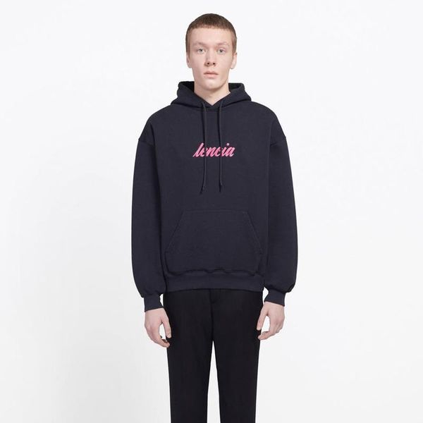 

19fw blcg pink logo printing hooded sweatshirt black couple casual highstreet men women hoodies hflswy320