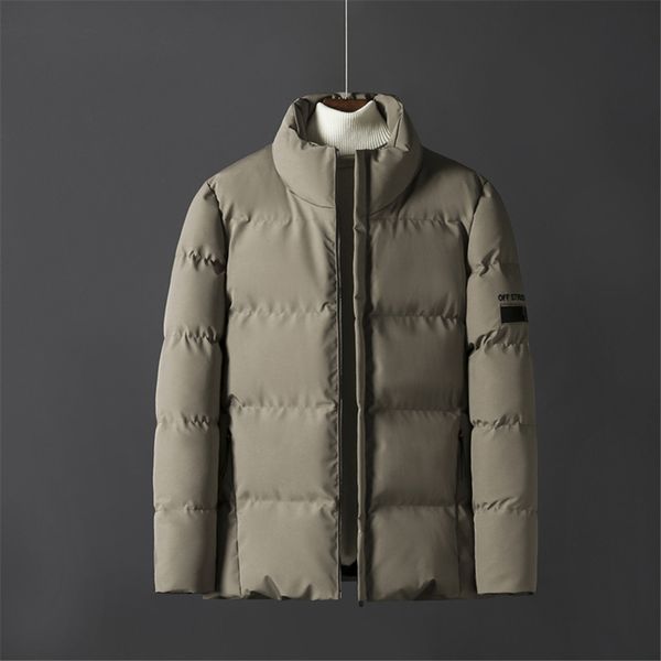 

parka windproof winter jacket men men's winter solid color outwear casual zipper coat thickened warm coat erkek mont, Black