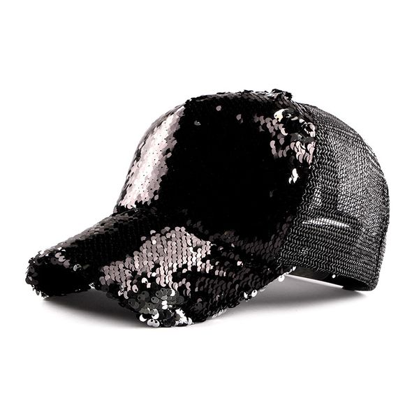 

idopy summer fashion sequins ponytail baseball cap women baseball adjustable hat snapback summer casual girls mesh sport hats, Blue;gray
