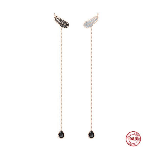 

2020 new fashion charm sterling silver original copy, light feather long exquisite stud earrings women jewelry gifts, Golden;silver